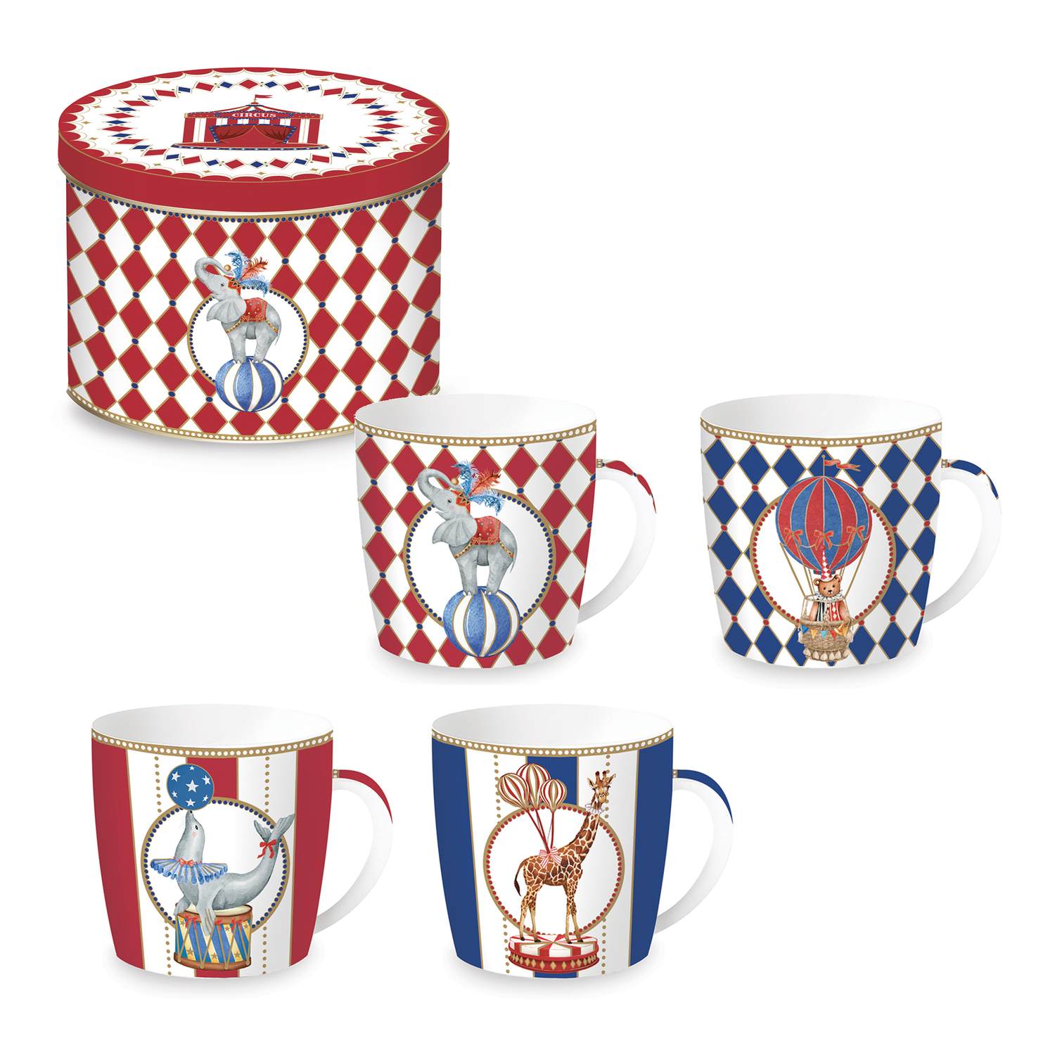 Circus tazza 350 ml con latta, decori assortiti