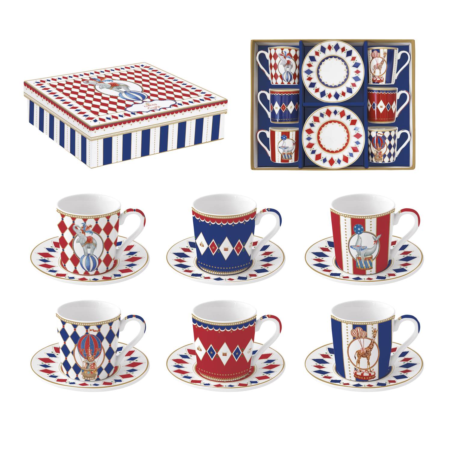 Circus set 6 tazzine con piattini 100 ml
